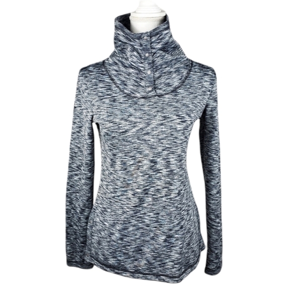 Athleta Space Dye Black Turtleneck Sweatshirt - Picture 1 of 12